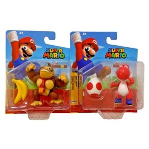 DONKEY‎ KONG & RED YOSHI Super Mario Jakks Pacific 3" Figures